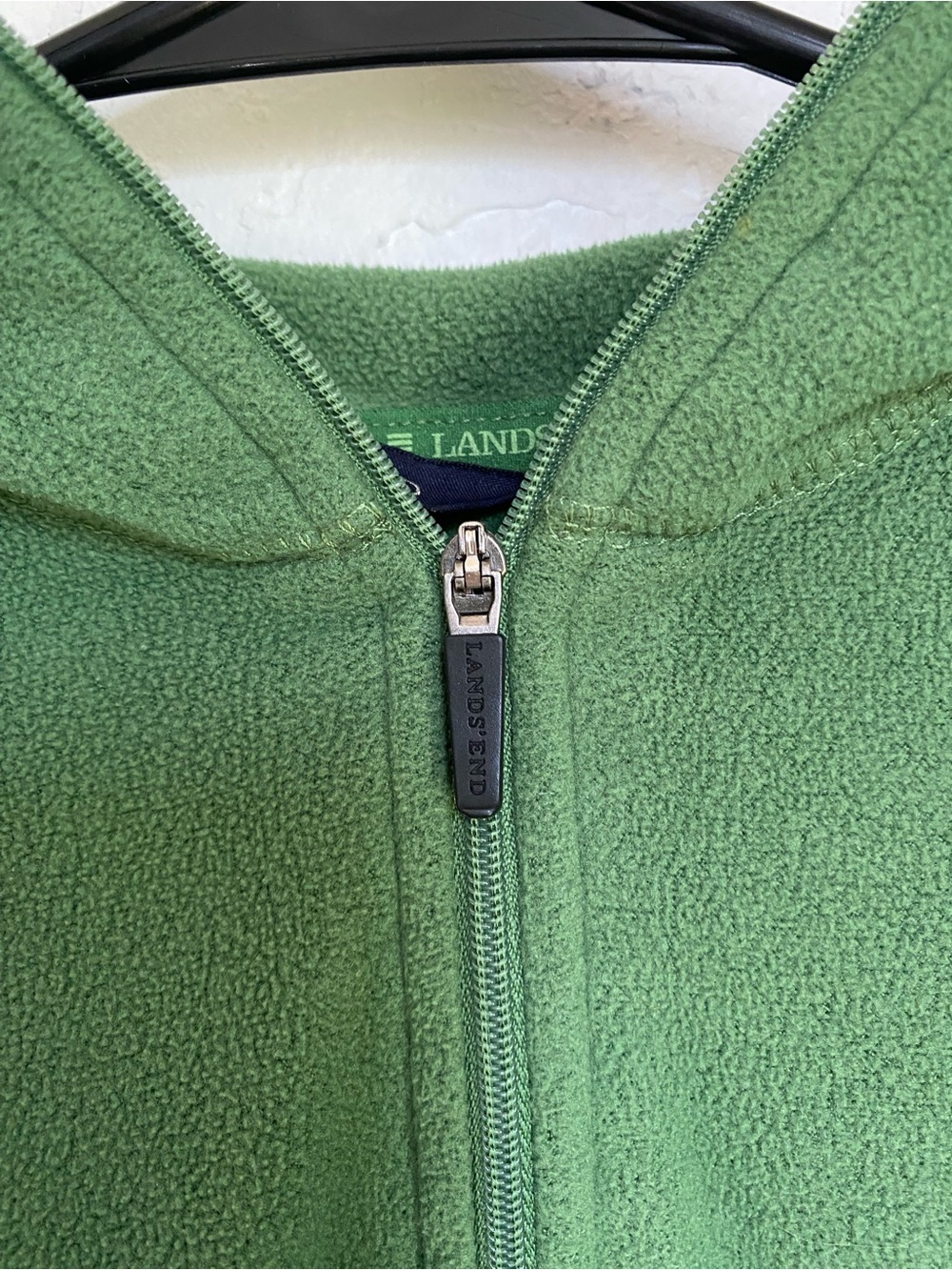 Lands' End Women’s Green Quarter-Zip Fleece Pullover - Picture 3 of 6